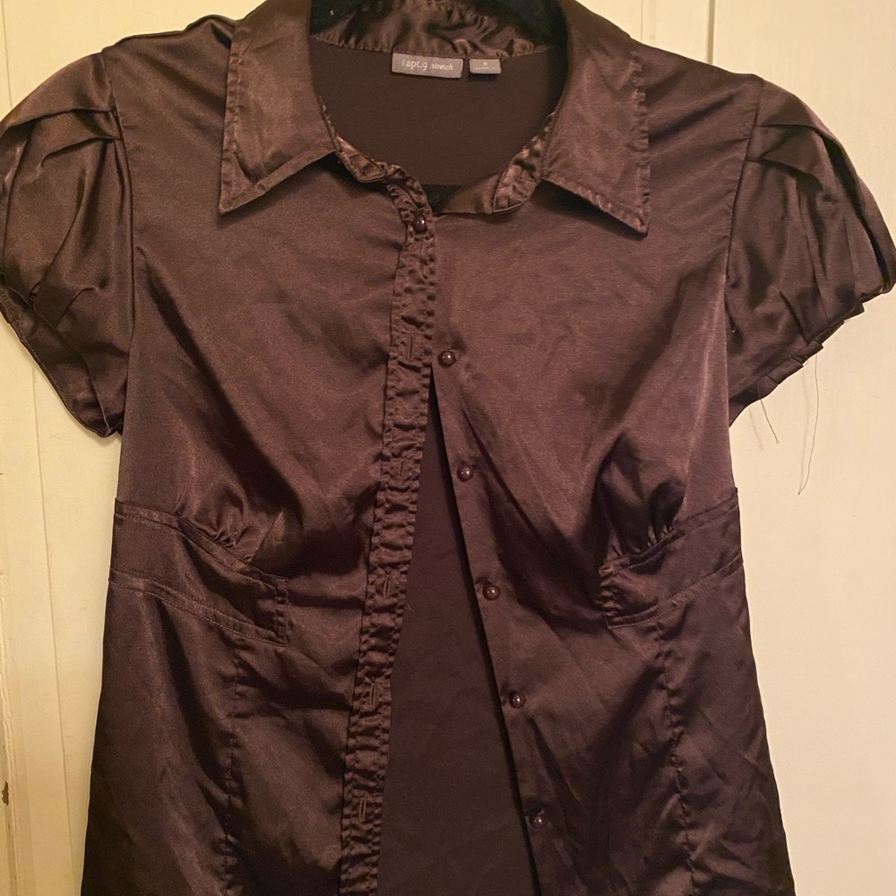 Brown dress button up top